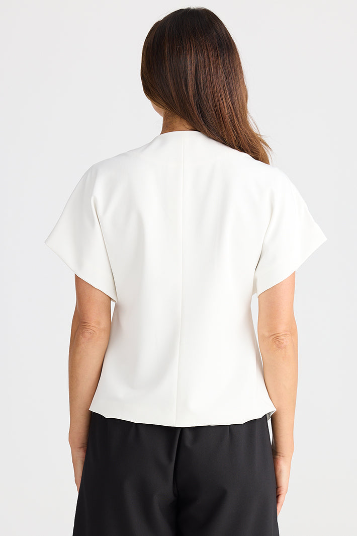 Brave+True BT25322-1 Origami White Button Front Top
