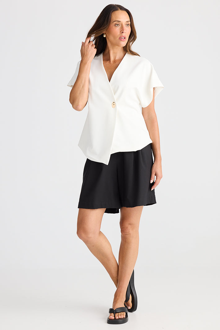 Brave+True BT25322-1 Origami White Button Front Top