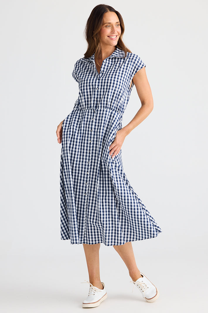 Brave+True BT25373-3 Musings Navy Gingham Dress