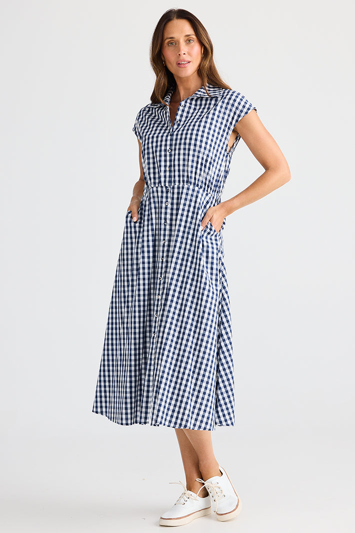 Brave+True BT25373-3 Musings Navy Gingham Dress