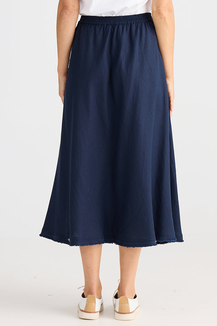 Brave+True BT25376-2 Oakley Navy Linen Mix Skirt