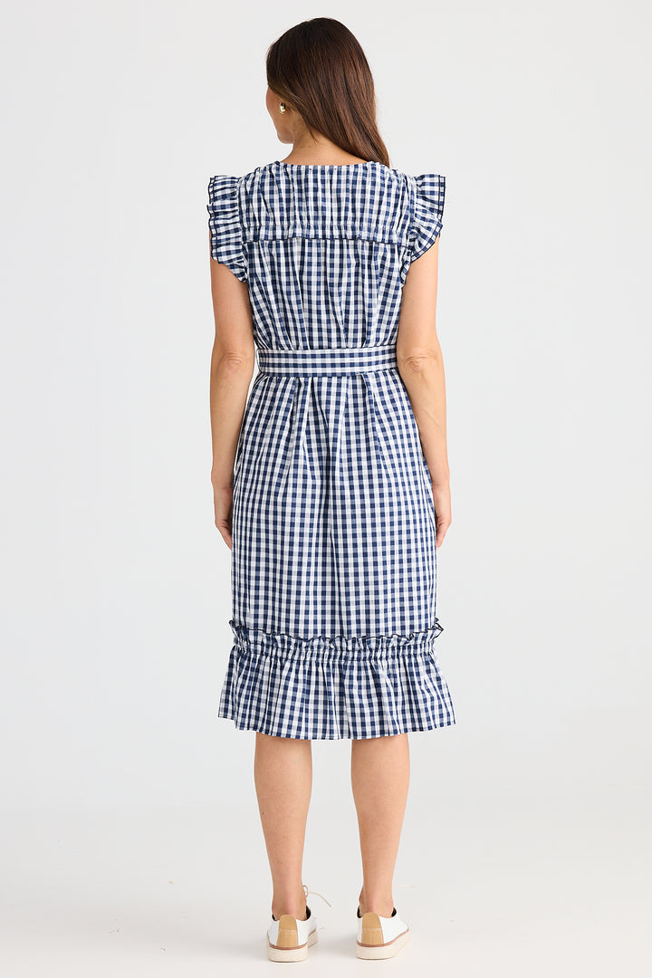 Brave+True BT25382-1 Paz Navy Gingham Dress