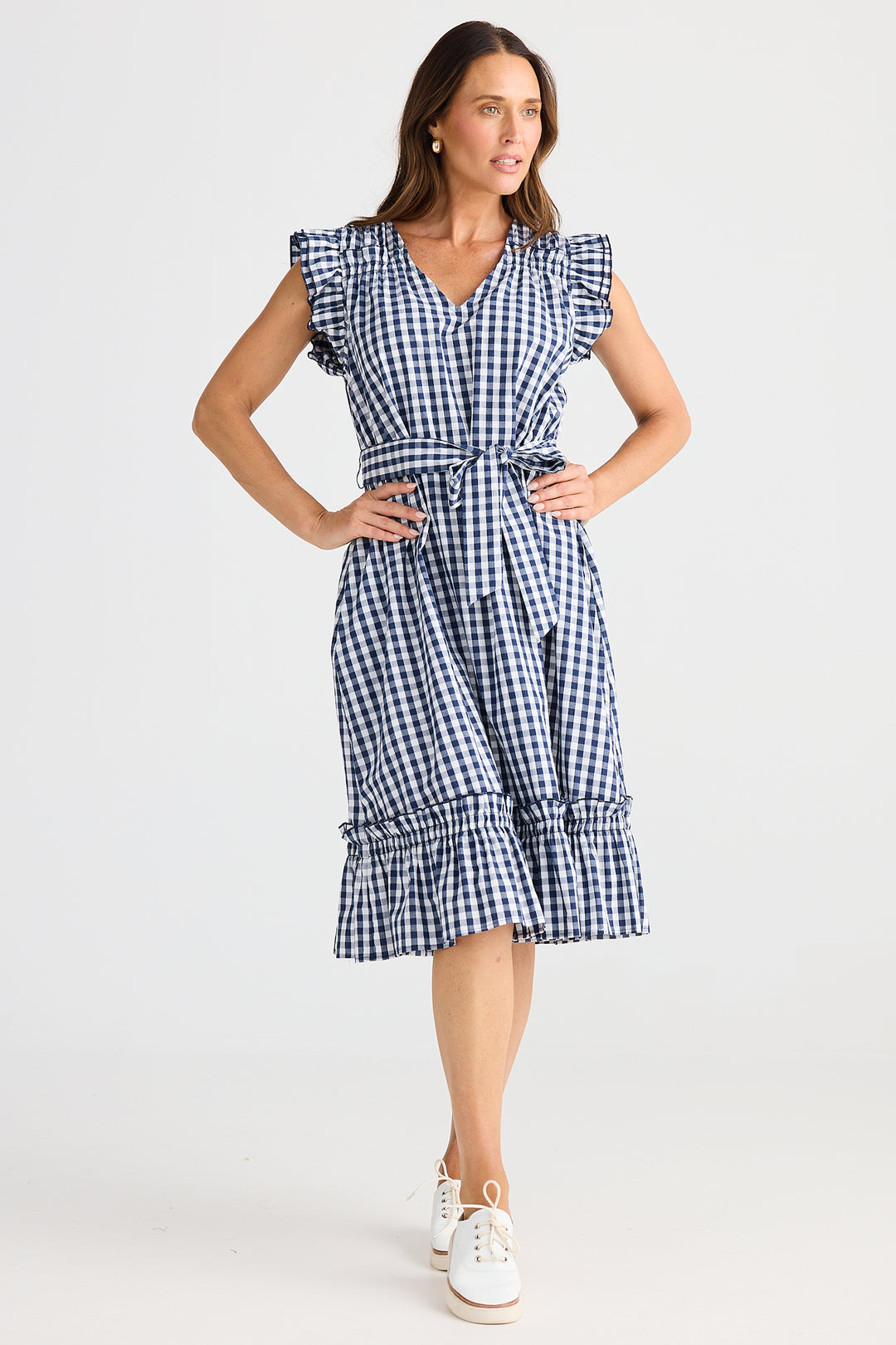 Brave+True BT25382-1 Paz Navy Gingham Dress