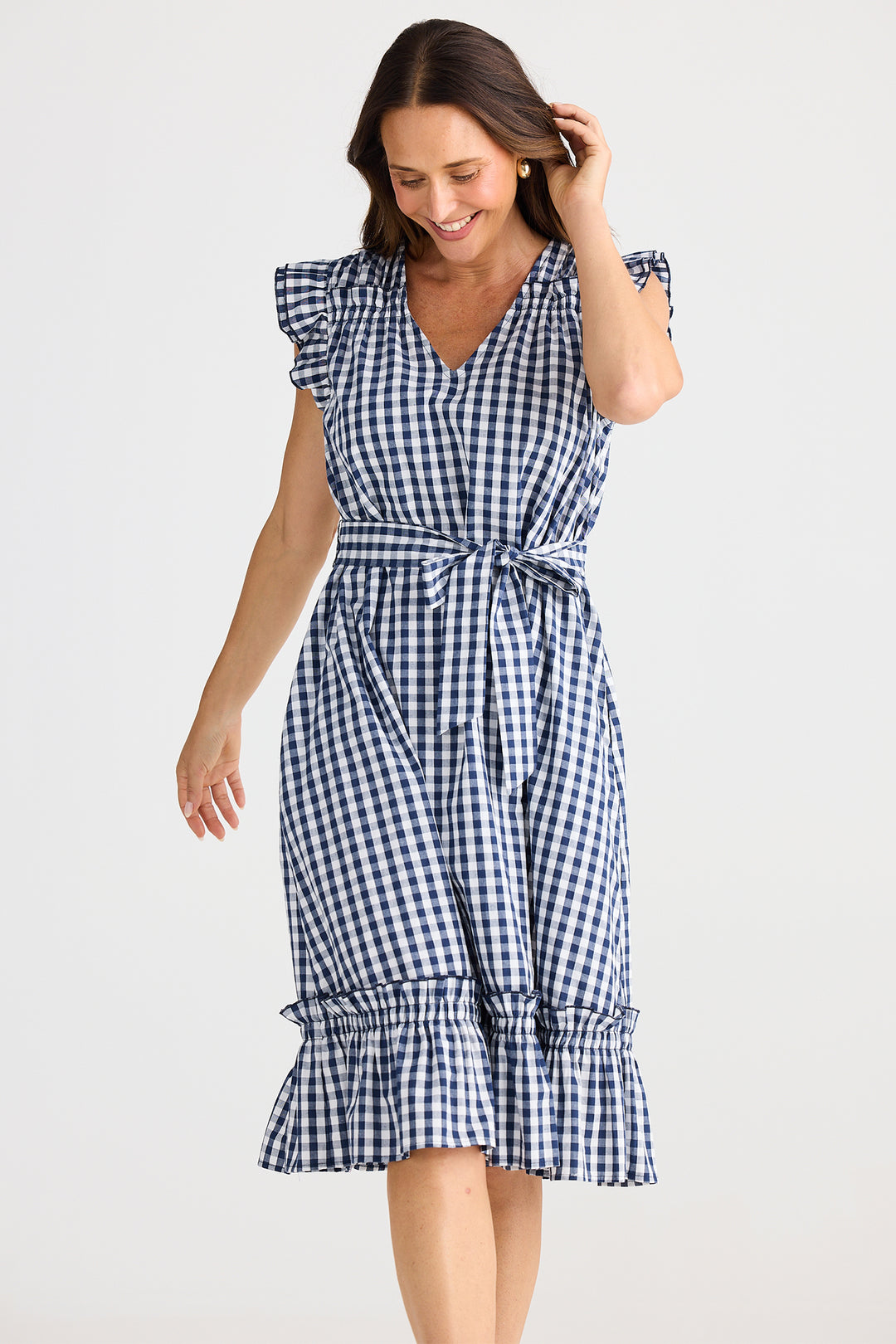 Brave+True BT25382-1 Paz Navy Gingham Dress