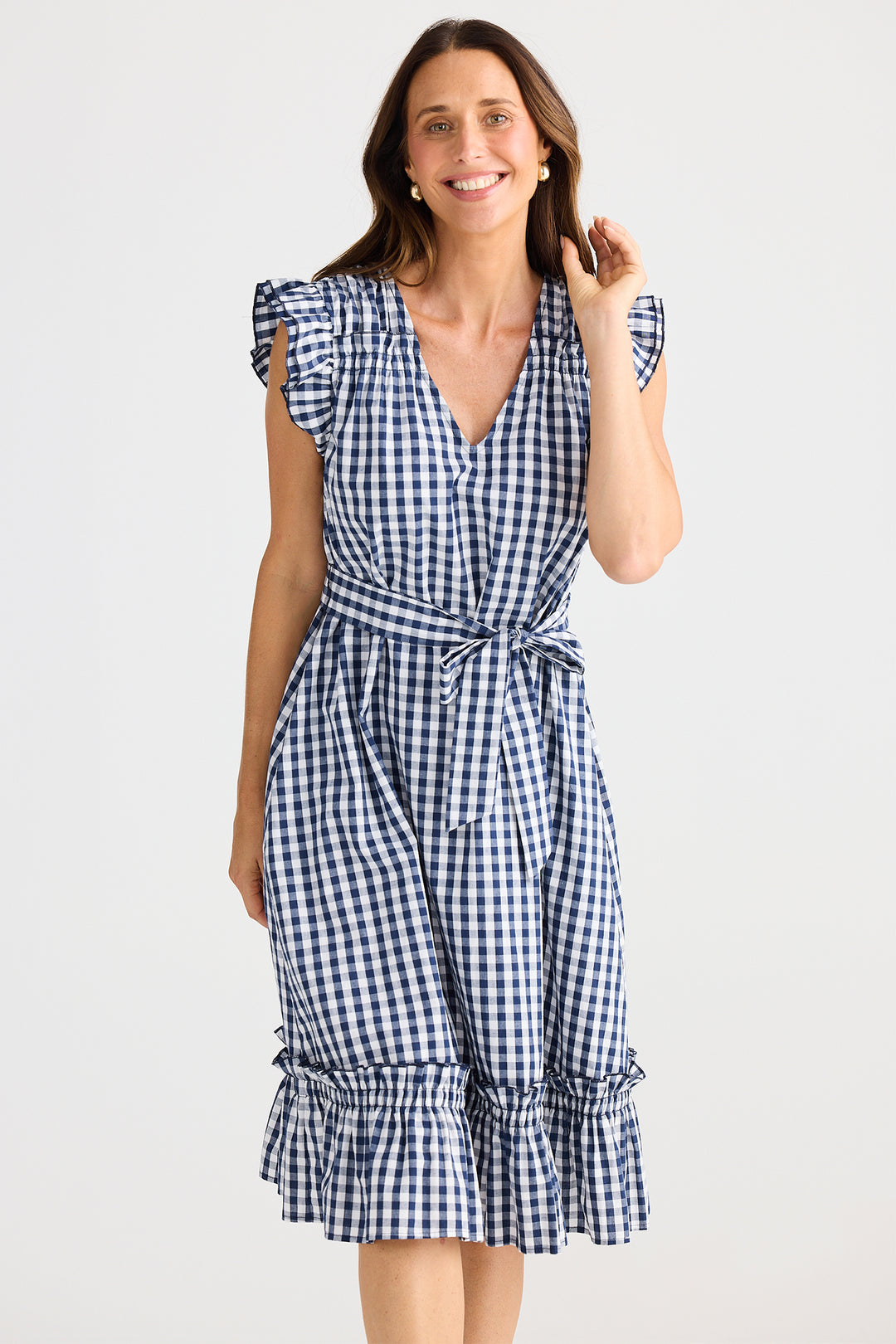 Brave+True BT25382-1 Paz Navy Gingham Dress