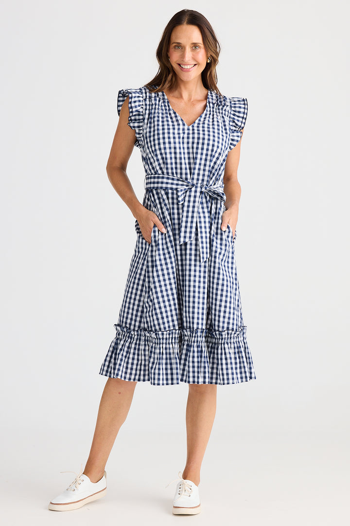 Brave+True BT25382-1 Paz Navy Gingham Dress