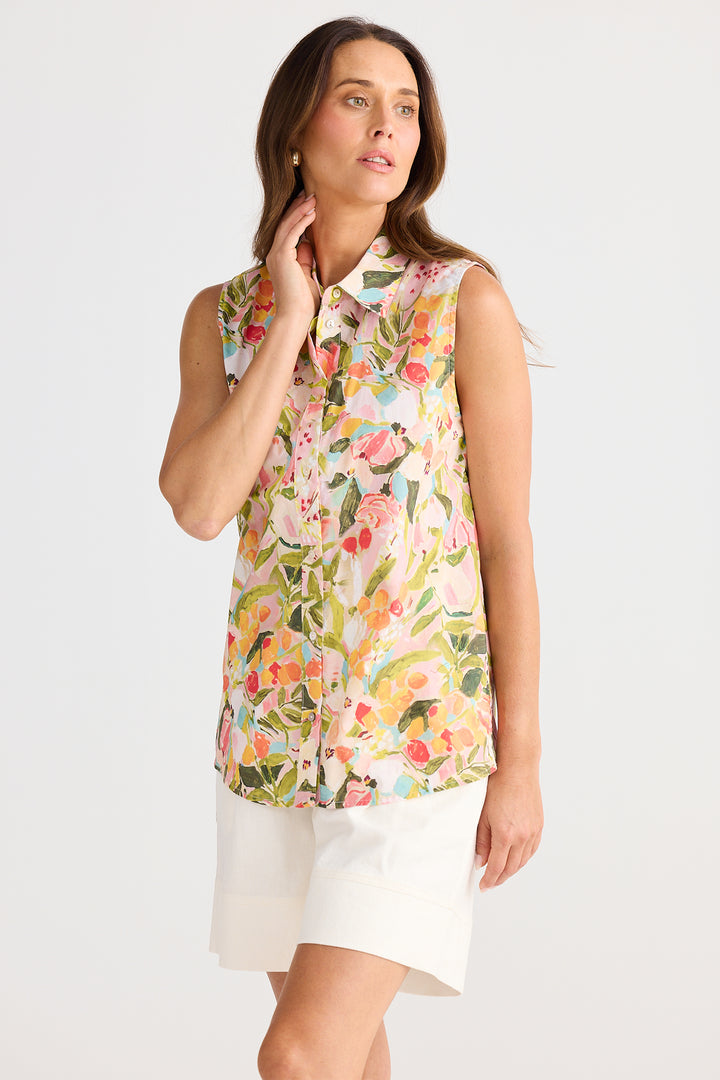 Brave+True BT25383-1 Poppy Zoes Garden Print Sleeveless Shirt
