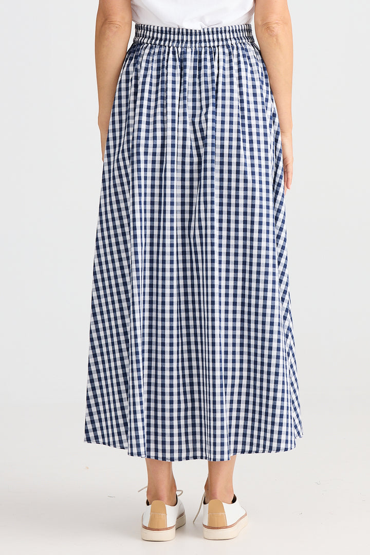 Brave+True BT25384-1 Lucy Navy Gingham Skirt