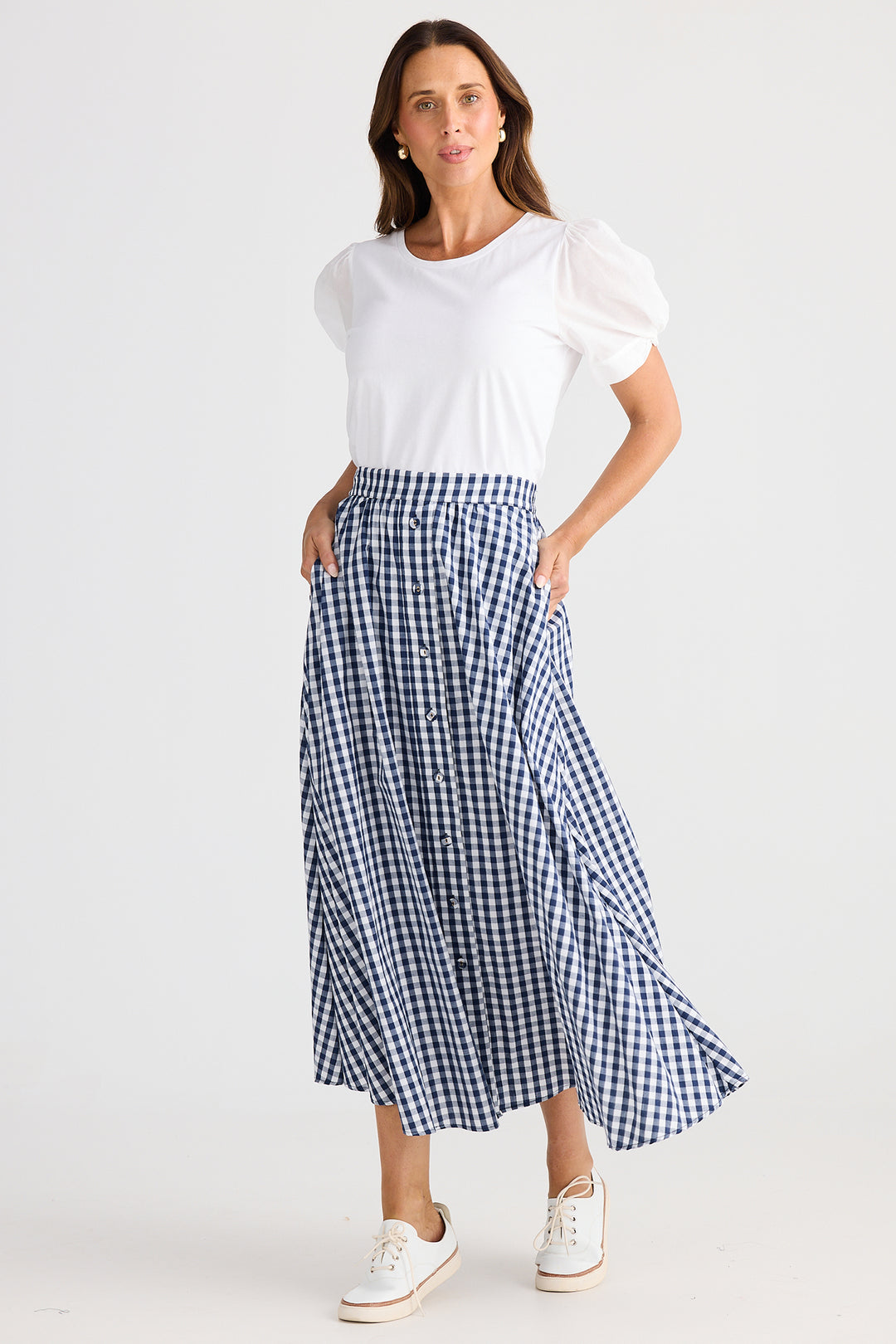 Brave+True BT25384-1 Lucy Navy Gingham Skirt