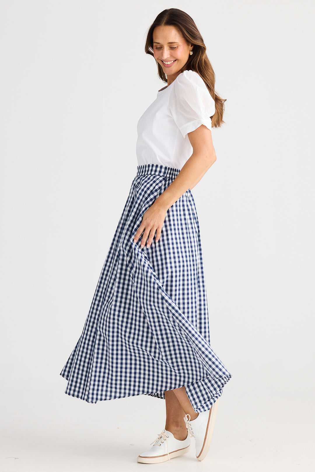 Brave+True BT25384-1 Lucy Navy Gingham Skirt
