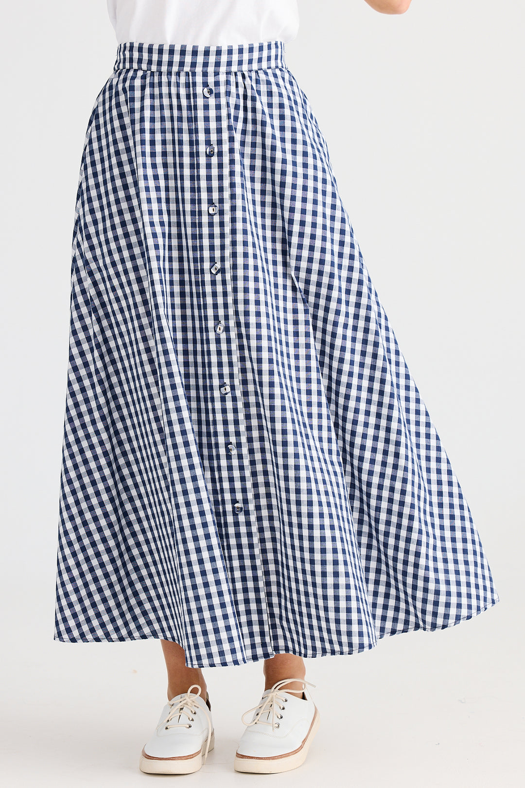Brave+True BT25384-1 Lucy Navy Gingham Skirt