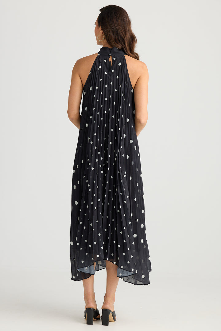 Brave+True BT25385-1 Inca Black White Spot Hi-Lo Dress