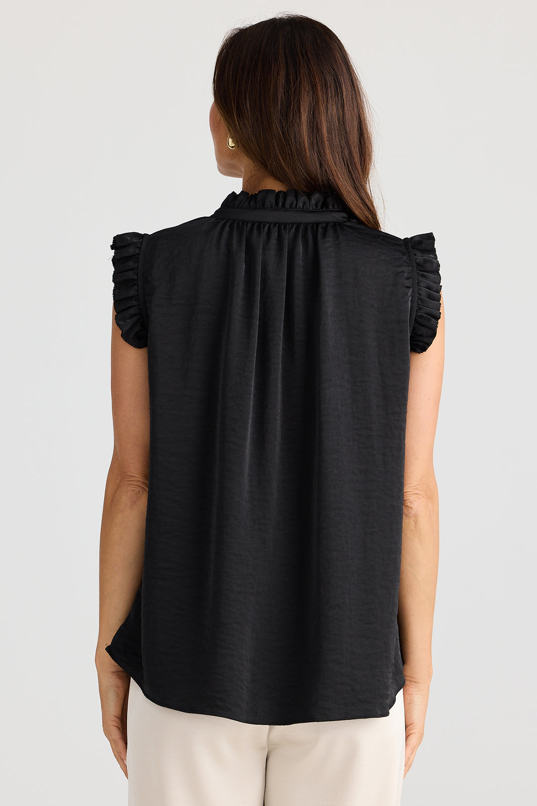 Brave+True BT25399-1 Broadway Black Ruffle Shoulder Top