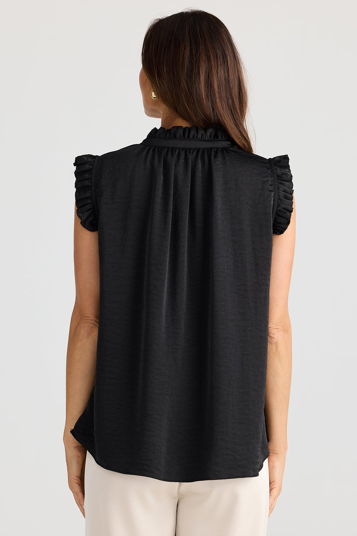Brave+True BT25399-1 Broadway Black Ruffle Shoulder Top