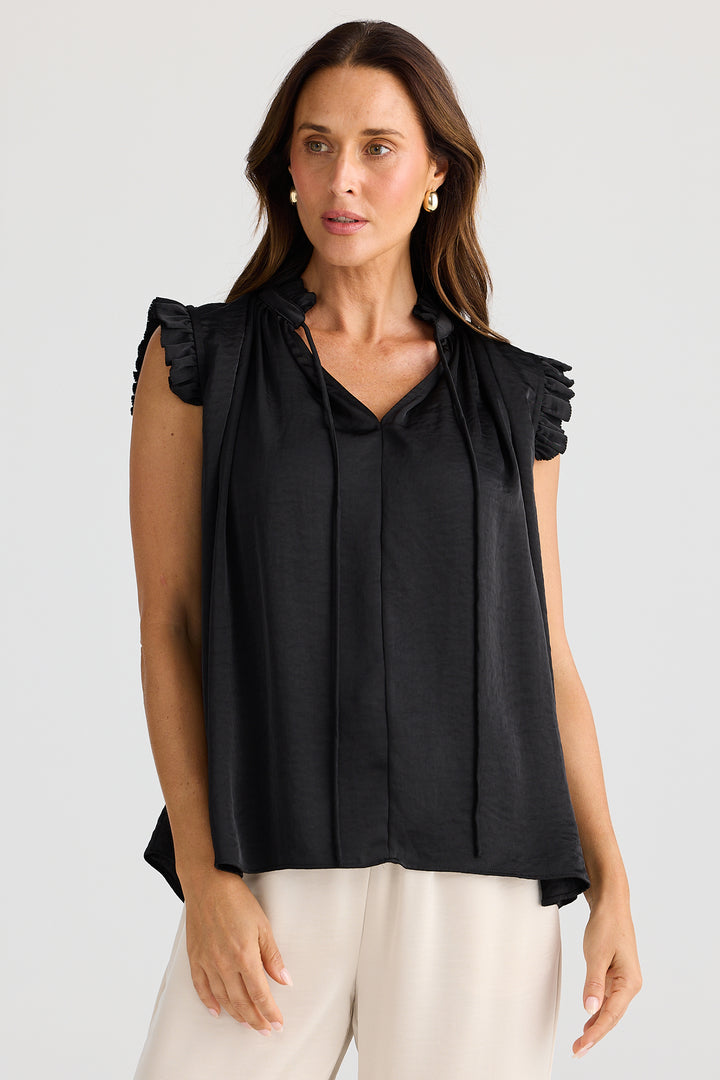 Brave+True BT25399-1 Broadway Black Ruffle Shoulder Top
