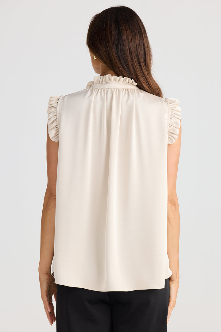 Brave+True BT25399-1 Broadway Oyster Cream Ruffle Shoulder Top