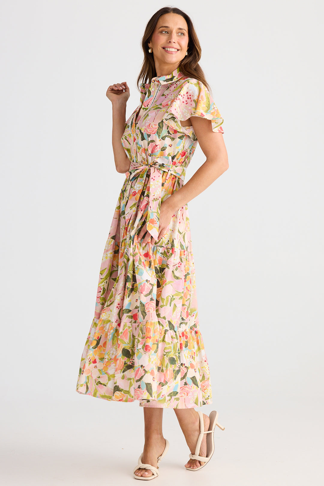 Brave+True BT25409-1 Alice Zoes Garden Print Short Sleeve Dress
