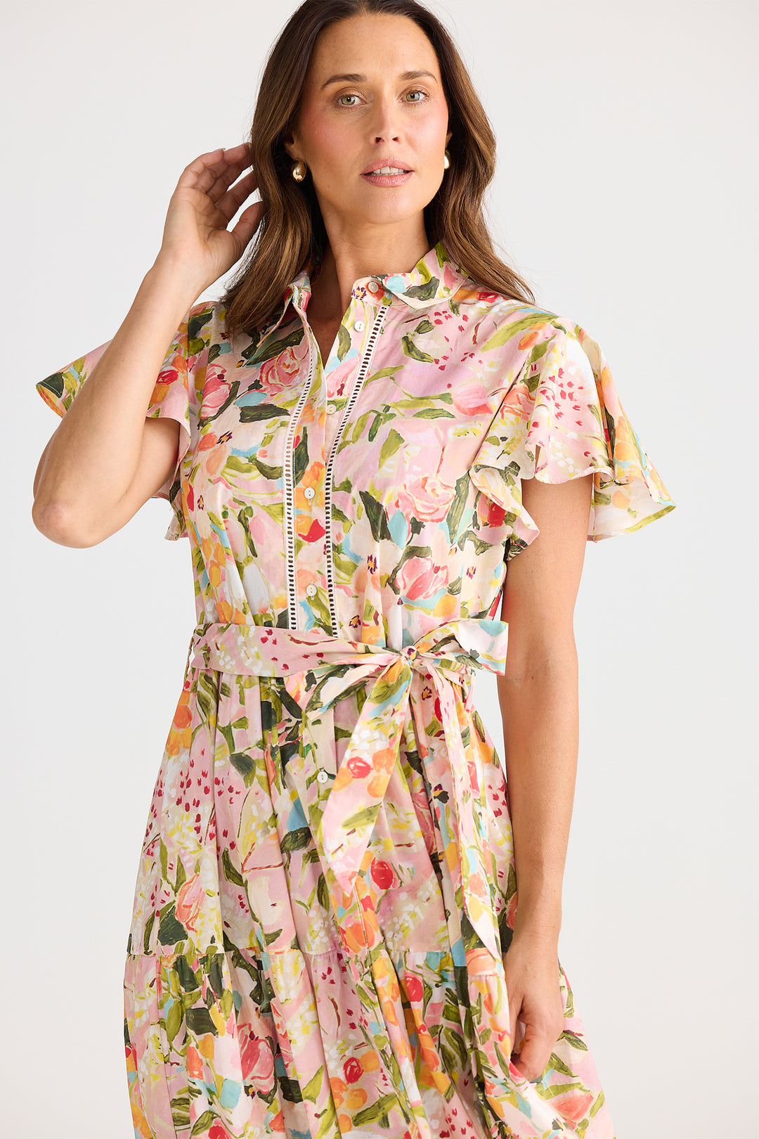 Brave+True BT25409-1 Alice Zoes Garden Print Short Sleeve Dress