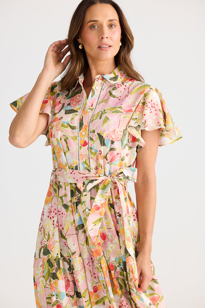 Brave+True BT25409-1 Alice Zoes Garden Print Short Sleeve Dress