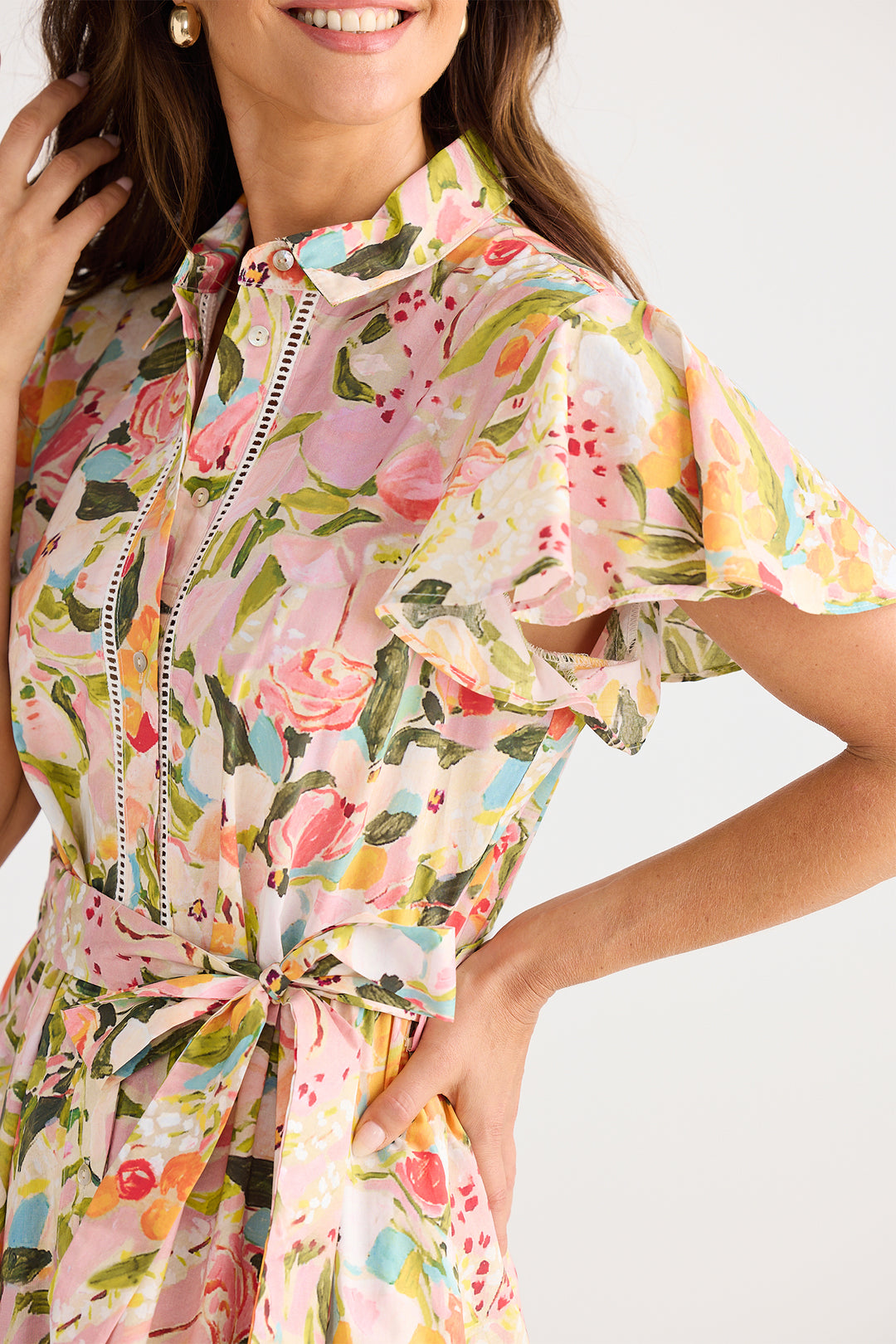 Brave+True BT25409-1 Alice Zoes Garden Print Short Sleeve Dress