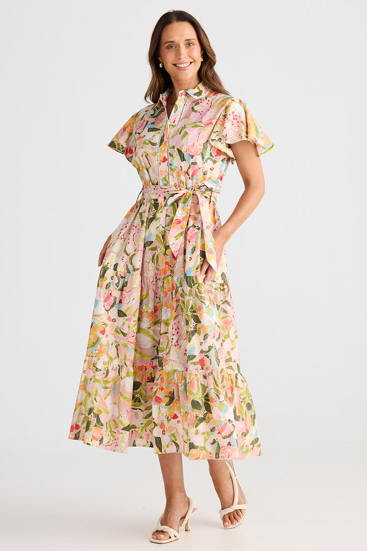 Brave+True BT25409-1 Alice Zoes Garden Print Short Sleeve Dress
