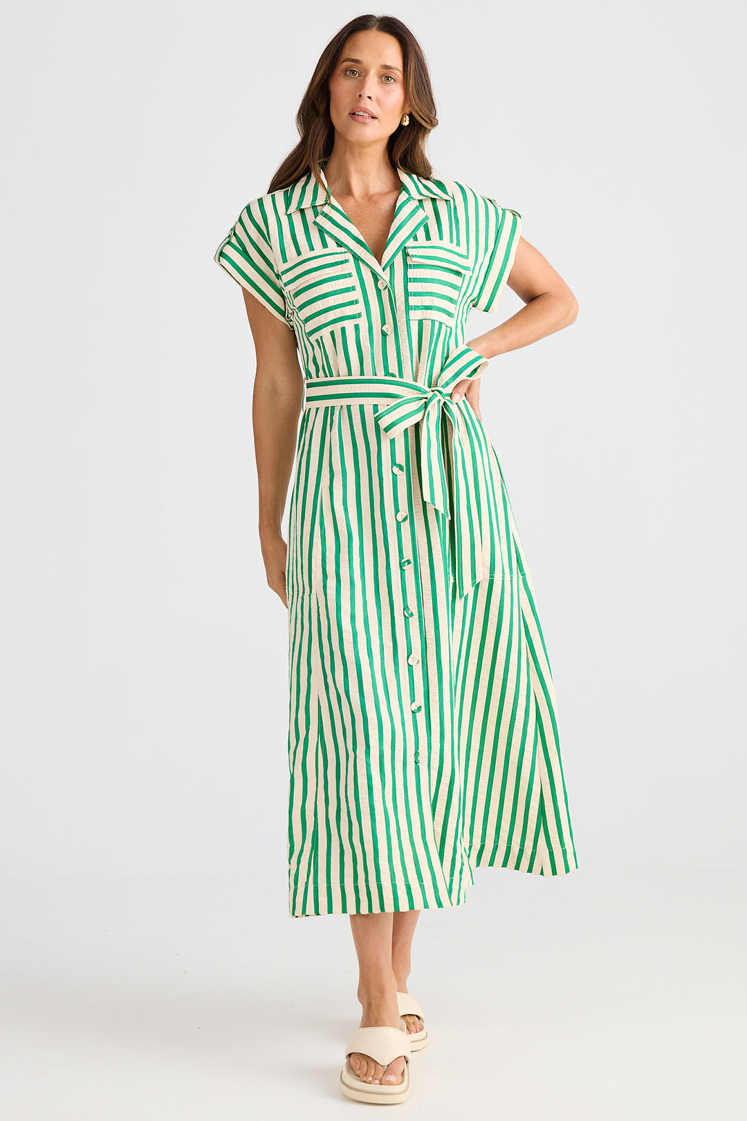Brave+True BT25421-2 Portia Jade Green Stripe Dress