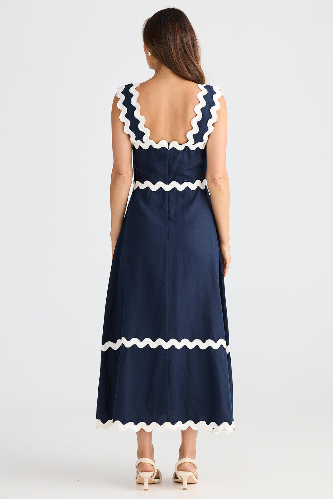 Brave+True BT25424-1 Marlo Navy Ric Rac Midi Dress