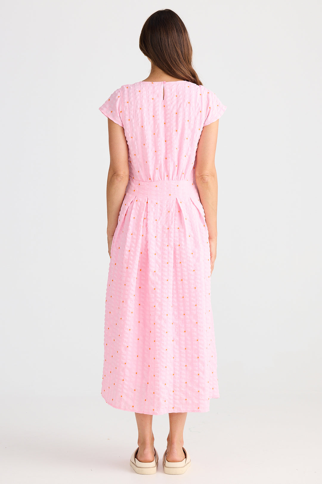 Brave+True BT25435-1 Chessie Pink Dobby Neon Midi Dress