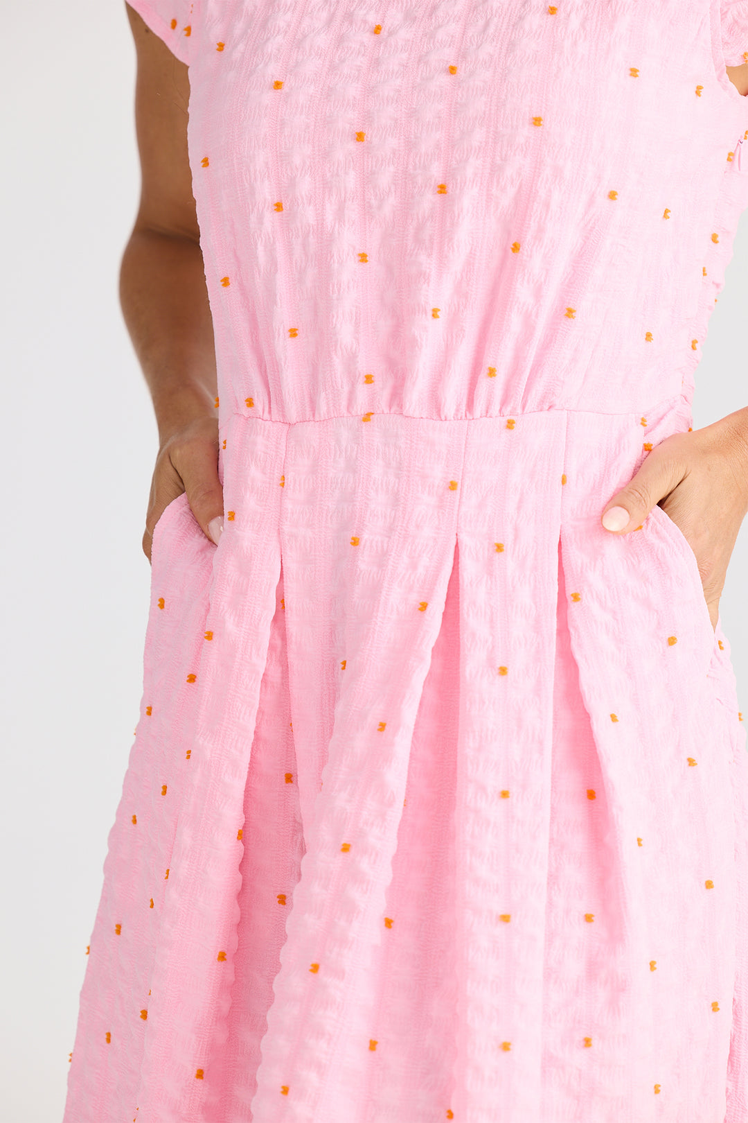 Brave+True BT25435-1 Chessie Pink Dobby Neon Midi Dress