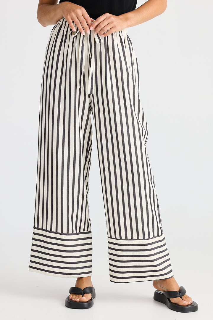 Brave+True BT25437-1 Portia Black Stripe Wide Leg Trousers