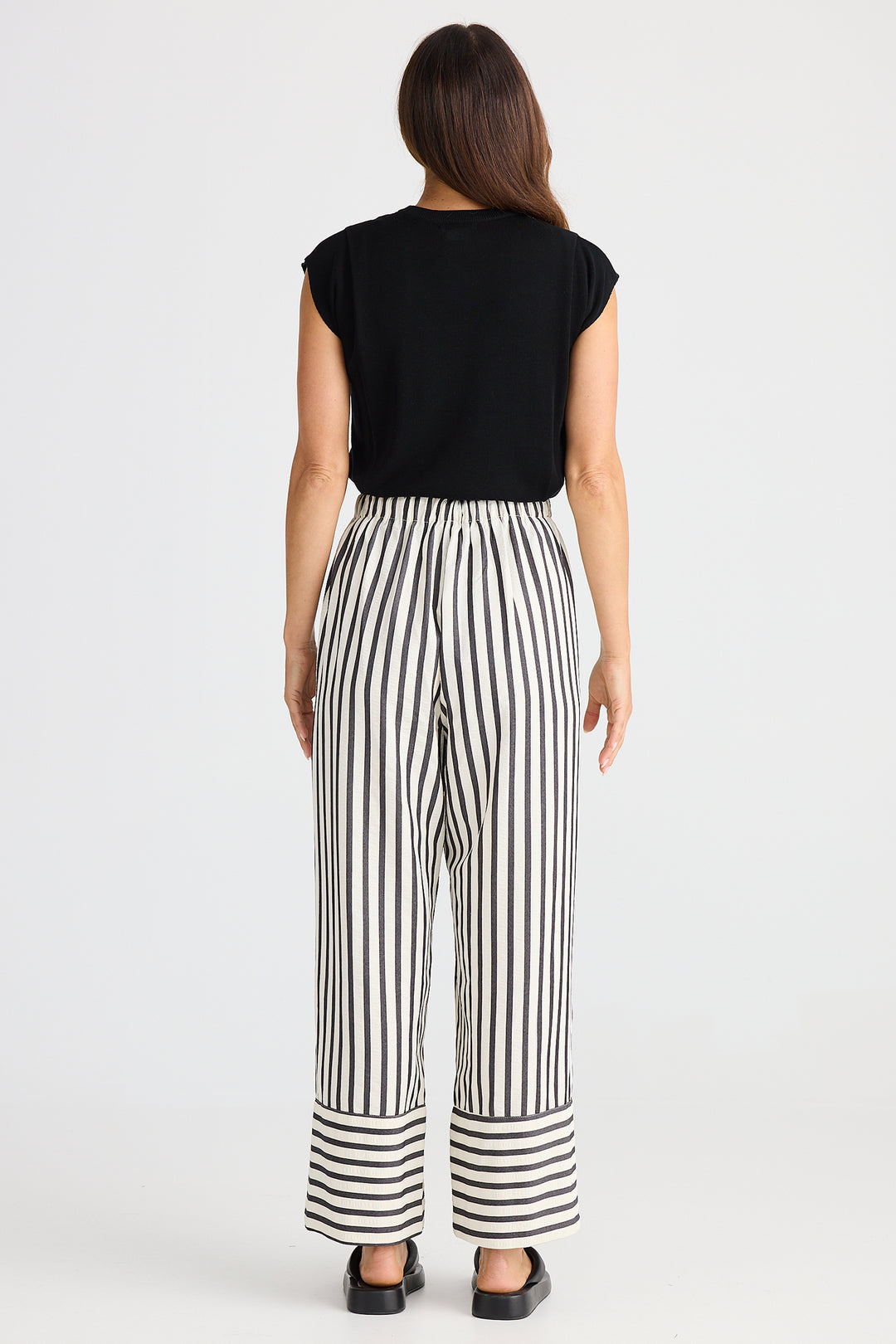 Brave+True BT25437-1 Portia Black Stripe Wide Leg Trousers