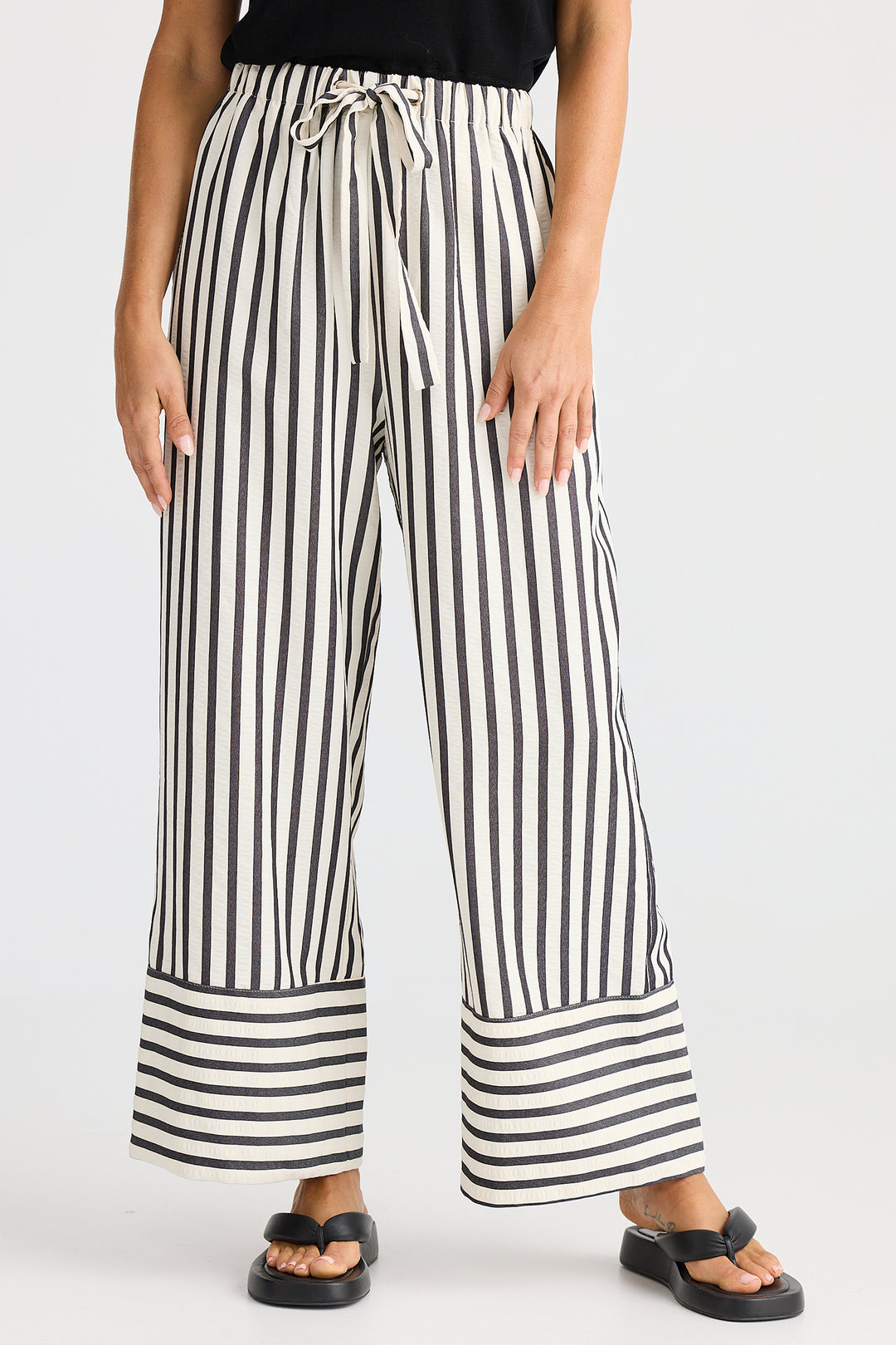 Brave+True BT25437-1 Portia Black Stripe Wide Leg Trousers