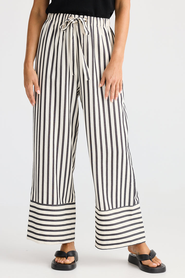 Brave+True BT25437-1 Portia Black Stripe Wide Leg Trousers
