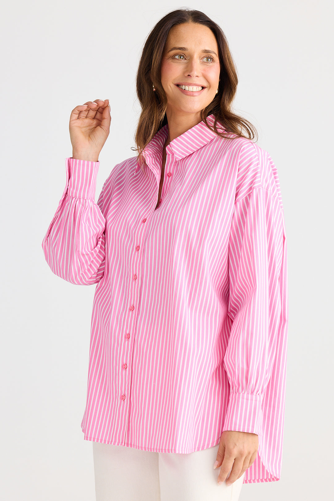 Brave+True BT25451-1 Isabel Pink Stripe Cotton Shirt
