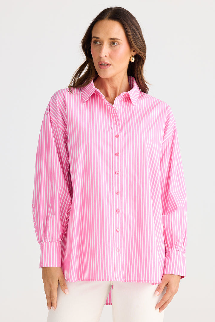 Brave+True BT25451-1 Isabel Pink Stripe Cotton Shirt