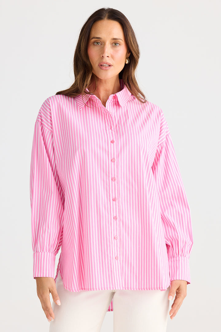 Brave+True BT25451-1 Isabel Pink Stripe Cotton Shirt