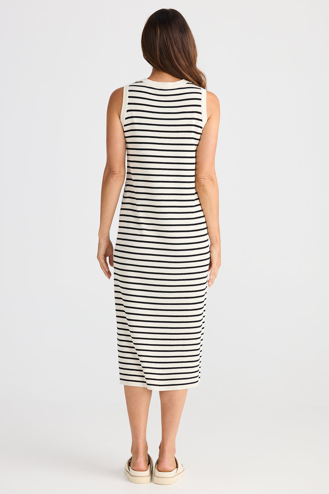 Brave+True BT25463-1 Squad Ecru Cream Black Stripe Dress