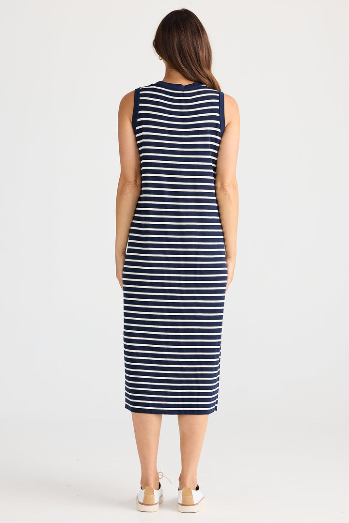 Brave+True BT25463-1 Squad Navy White Stripe Dress