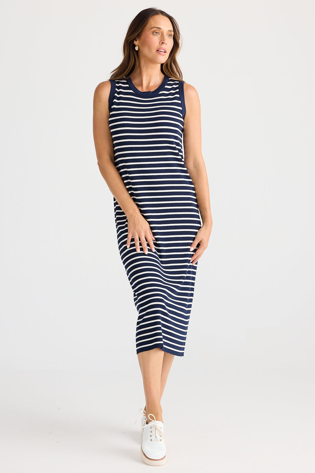 Brave+True BT25463-1 Squad Navy White Stripe Dress