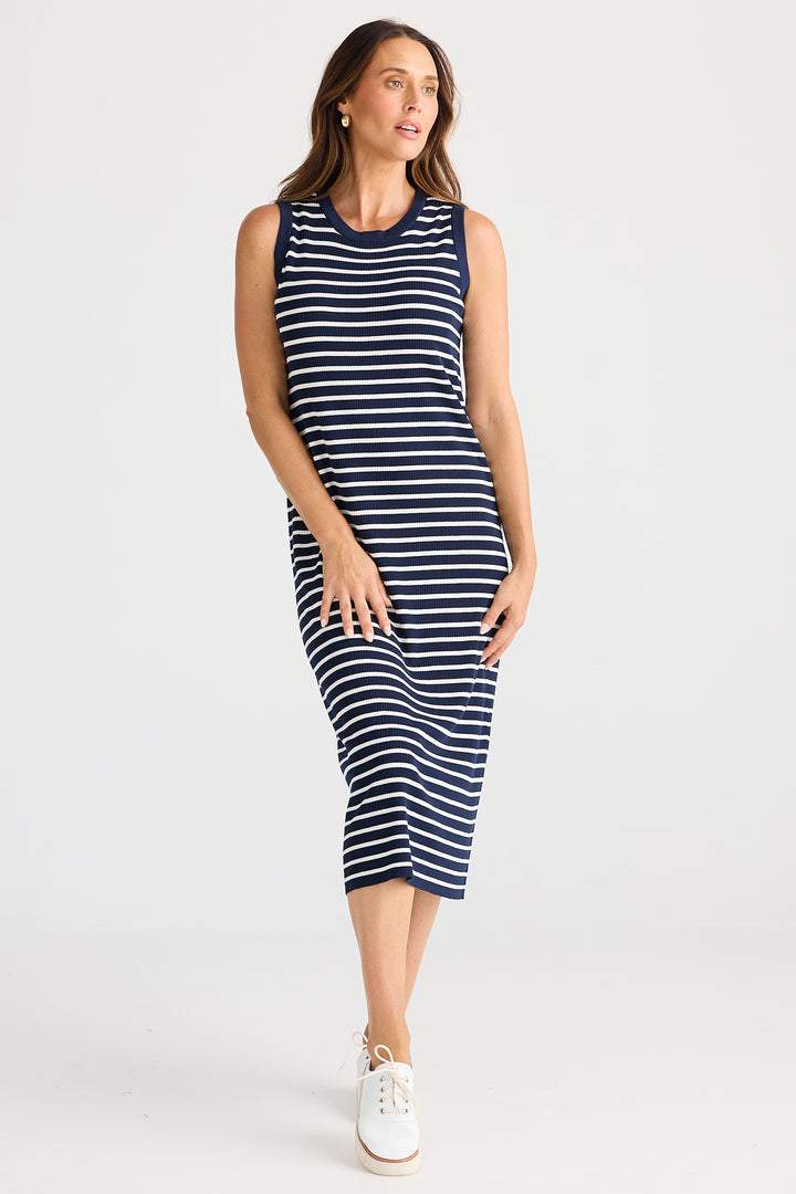 Brave+True BT25463-1 Squad Navy White Stripe Dress
