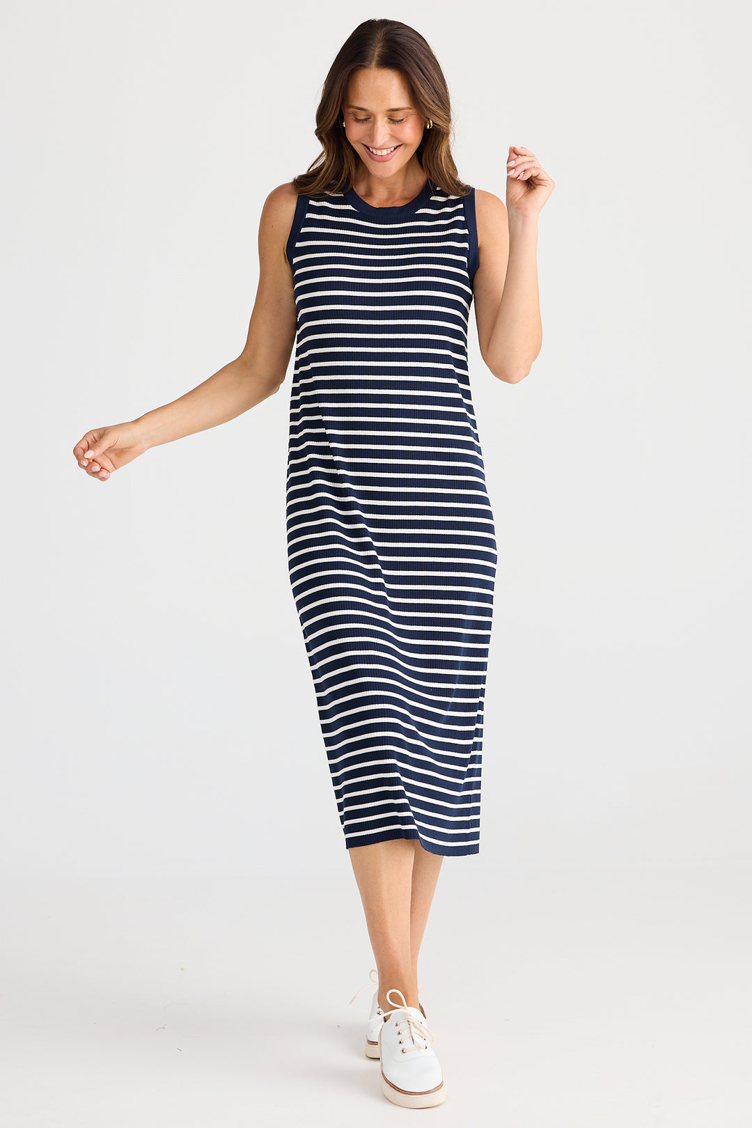 Brave+True BT25463-1 Squad Navy White Stripe Dress