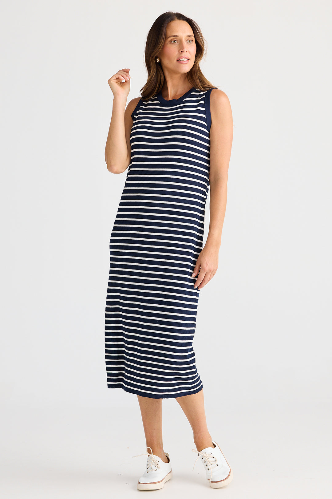 Brave+True BT25463-1 Squad Navy White Stripe Dress