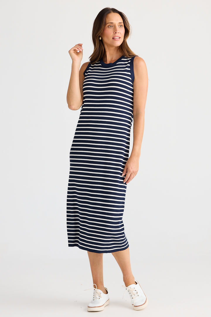 Brave+True BT25463-1 Squad Navy White Stripe Dress