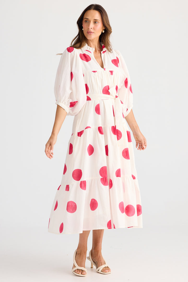 Brave+True BT25473-1 Dottie Red Spot Midi Dress