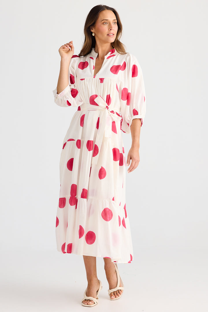 Brave+True BT25473-1 Dottie Red Spot Midi Dress