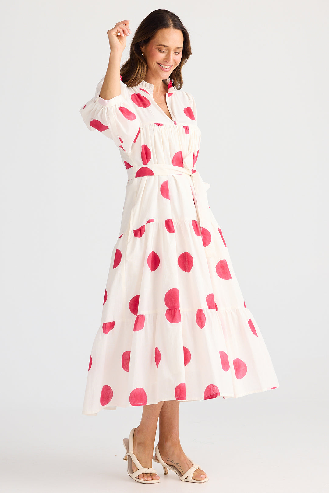 Brave+True BT25473-1 Dottie Red Spot Midi Dress