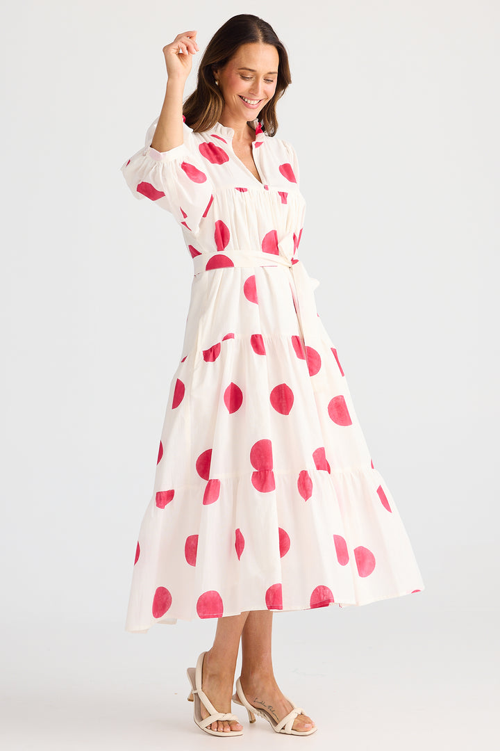 Brave+True BT25473-1 Dottie Red Spot Midi Dress