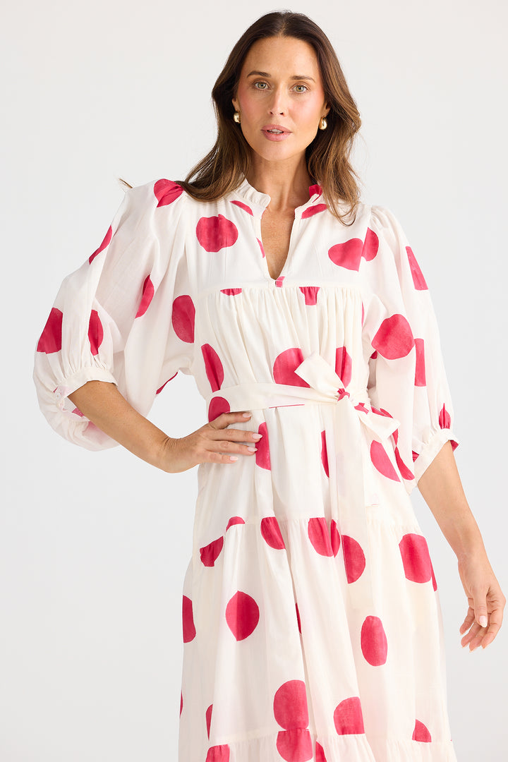 Brave+True BT25473-1 Dottie Red Spot Midi Dress