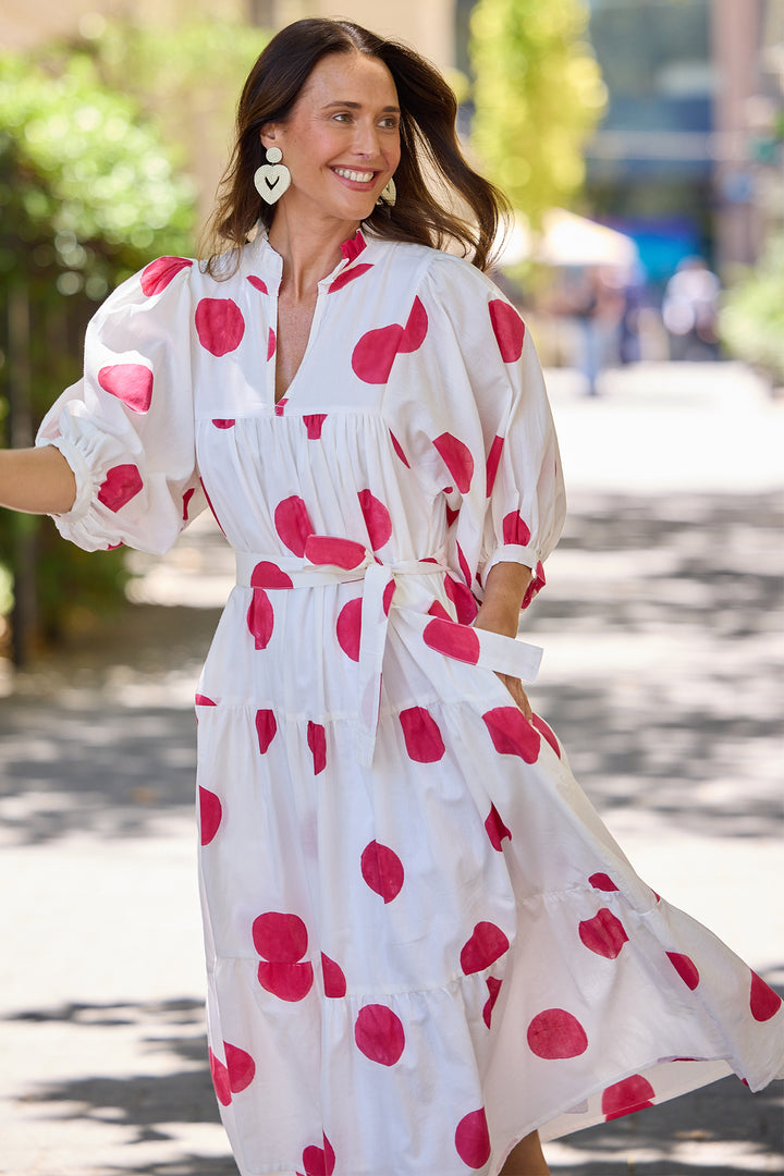 Brave+True BT25473-1 Dottie Red Spot Midi Dress