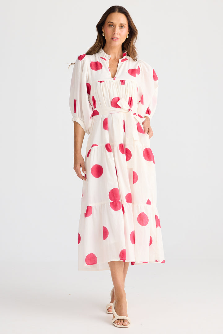 Brave+True BT25473-1 Dottie Red Spot Midi Dress